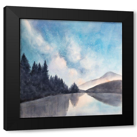 LAKEVIEW BY NIGHT Black Modern Wood Framed Art Print with Double Matting by Atelier B Art Studio