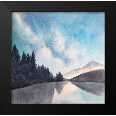 LAKEVIEW BY NIGHT Black Modern Wood Framed Art Print by Atelier B Art Studio