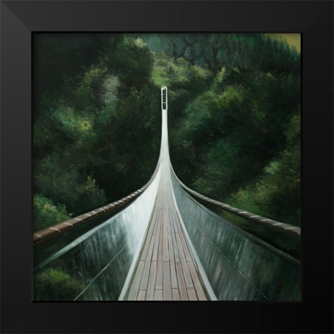 STEEP BRIDGE Black Modern Wood Framed Art Print by Atelier B Art Studio