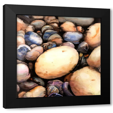 BEACH PEBBLES Black Modern Wood Framed Art Print with Double Matting by Atelier B Art Studio