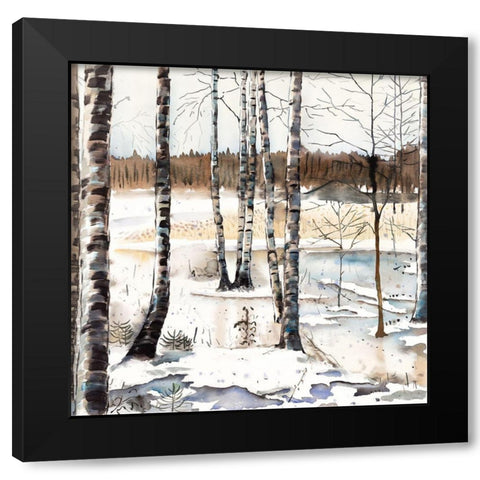 WINTER SWAMP Black Modern Wood Framed Art Print with Double Matting by Atelier B Art Studio