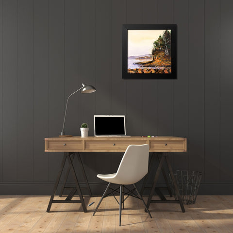 PEACEFUL LAKE Black Modern Wood Framed Art Print by Atelier B Art Studio