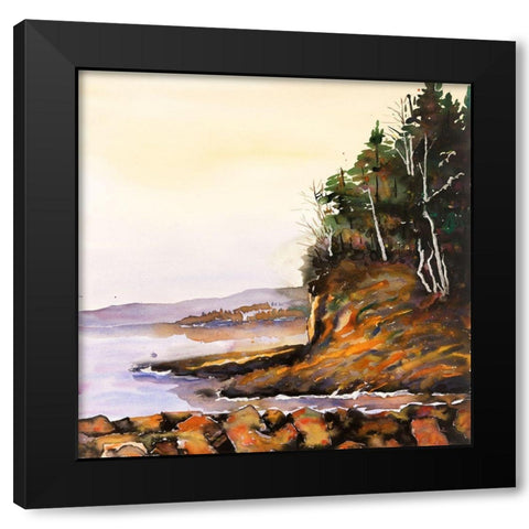 PEACEFUL LAKE Black Modern Wood Framed Art Print with Double Matting by Atelier B Art Studio