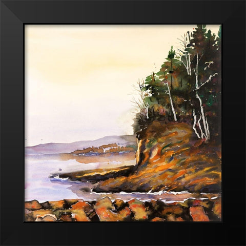 PEACEFUL LAKE Black Modern Wood Framed Art Print by Atelier B Art Studio