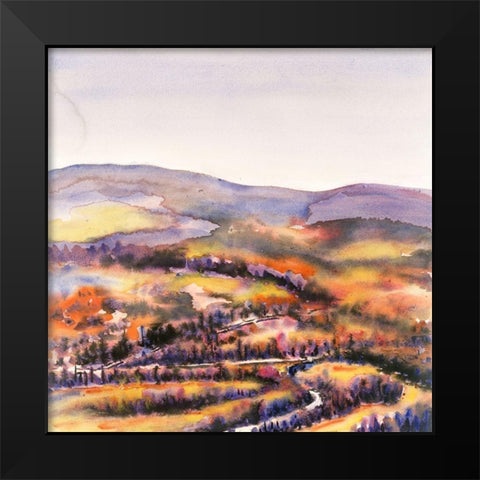 BEAUTIFUL HILLS Black Modern Wood Framed Art Print by Atelier B Art Studio