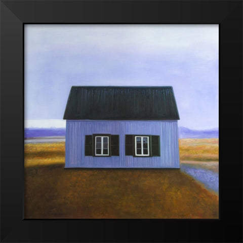 BLUE BARN Black Modern Wood Framed Art Print by Atelier B Art Studio