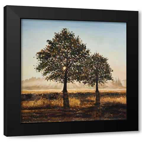 TREES IN THE COUNTRYSIDE Black Modern Wood Framed Art Print with Double Matting by Atelier B Art Studio