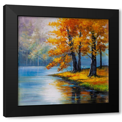 Tree with Autumn Colors Black Modern Wood Framed Art Print with Double Matting by Atelier B Art Studio