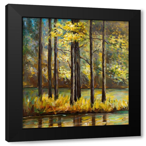 TREES IN THE MIDDLE OF THE LAKE Black Modern Wood Framed Art Print with Double Matting by Atelier B Art Studio