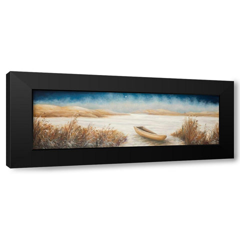 BOAT IN THE MIDDLE OF A SWAMP Black Modern Wood Framed Art Print by Atelier B Art Studio