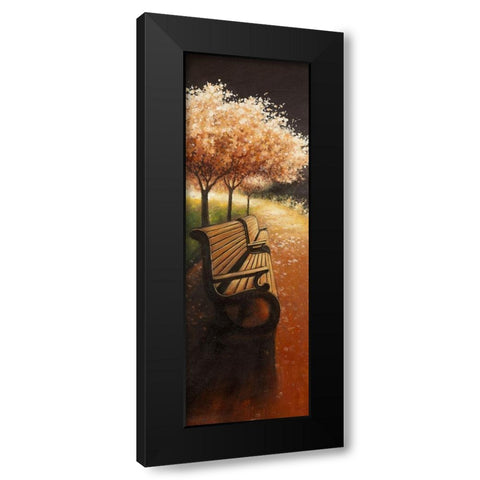 PARK BENCH ON A FALL DAY Black Modern Wood Framed Art Print by Atelier B Art Studio