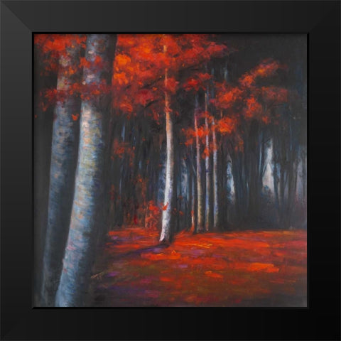 Mysterious Forest Black Modern Wood Framed Art Print by Atelier B Art Studio