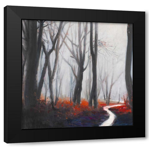 Mysterious Forest with a Stream Black Modern Wood Framed Art Print with Double Matting by Atelier B Art Studio