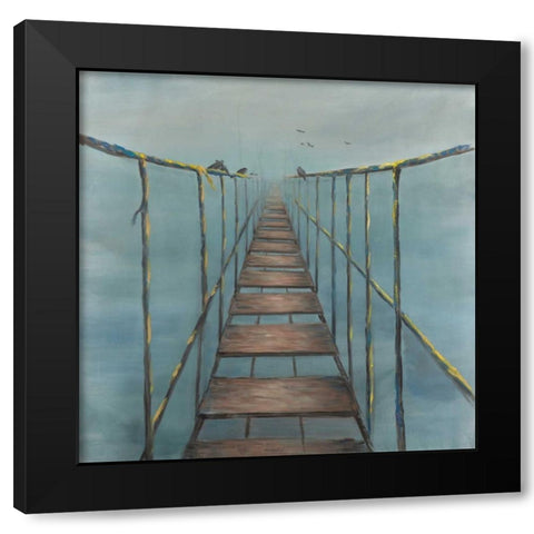 Old and Dangerous Bridge Black Modern Wood Framed Art Print by Atelier B Art Studio