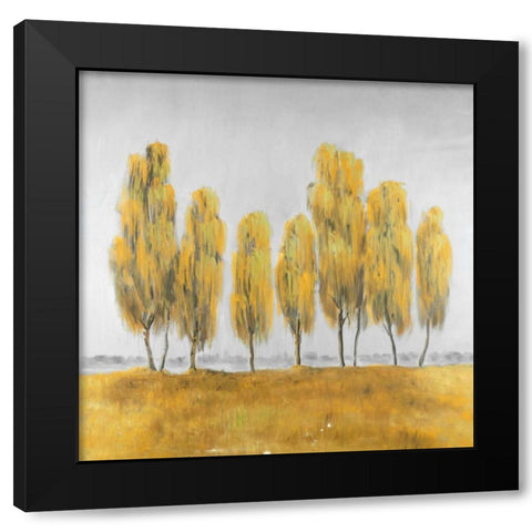 Seven Yellow Trees Abstract Black Modern Wood Framed Art Print by Atelier B Art Studio