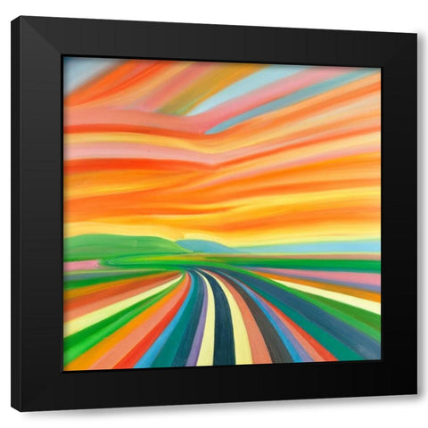 Colorful Road Black Modern Wood Framed Art Print with Double Matting by Atelier B Art Studio