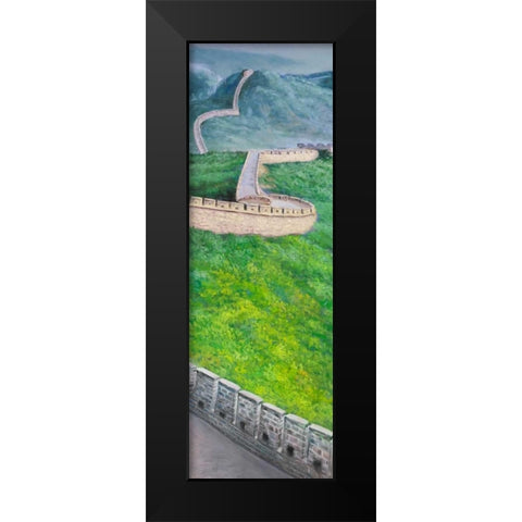 Great Wall of China Black Modern Wood Framed Art Print by Atelier B Art Studio