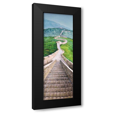 Great Wall of Mutianyu Black Modern Wood Framed Art Print by Atelier B Art Studio