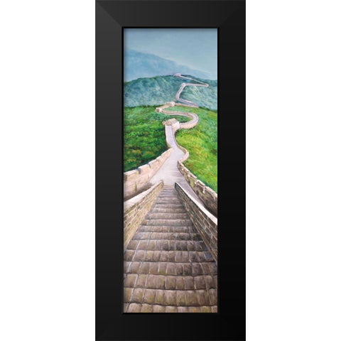 Great Wall of Mutianyu Black Modern Wood Framed Art Print by Atelier B Art Studio