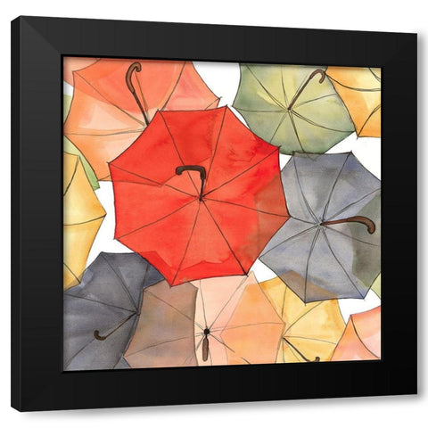 THE UMBRELLAS OF PETIT CHAMPLAIN Black Modern Wood Framed Art Print with Double Matting by Atelier B Art Studio