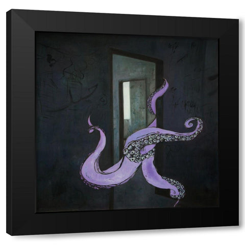 OCTOPUS STREET ART Black Modern Wood Framed Art Print with Double Matting by Atelier B Art Studio
