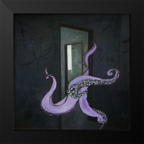 OCTOPUS STREET ART Black Modern Wood Framed Art Print by Atelier B Art Studio