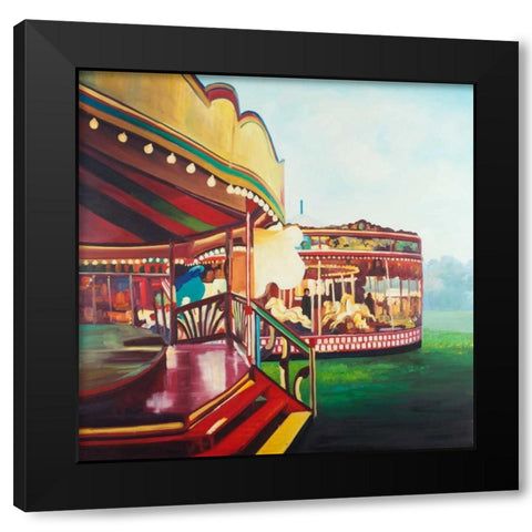Carousel in a Carnaval Black Modern Wood Framed Art Print with Double Matting by Atelier B Art Studio
