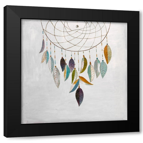 DREAMCATCHER WITH FEATHERS Black Modern Wood Framed Art Print with Double Matting by Atelier B Art Studio