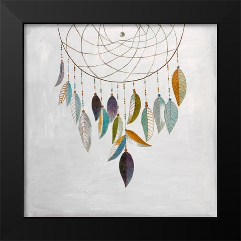 DREAMCATCHER WITH FEATHERS Black Modern Wood Framed Art Print by Atelier B Art Studio