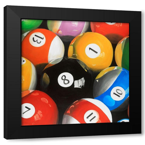 Pool Balls Closeup Black Modern Wood Framed Art Print with Double Matting by Atelier B Art Studio