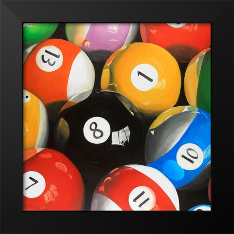 Pool Balls Closeup Black Modern Wood Framed Art Print by Atelier B Art Studio