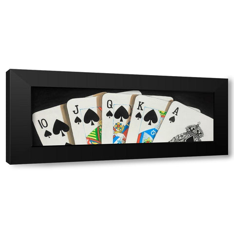 Spades Royal Flush Closeup Black Modern Wood Framed Art Print by Atelier B Art Studio