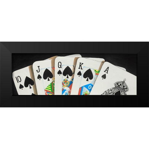 Spades Royal Flush Closeup Black Modern Wood Framed Art Print by Atelier B Art Studio