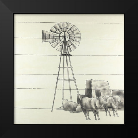 Vintage Old Texas Windmill Black Modern Wood Framed Art Print by Atelier B Art Studio