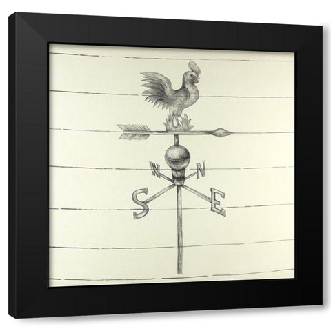 Vintage Weathervane Black Modern Wood Framed Art Print by Atelier B Art Studio