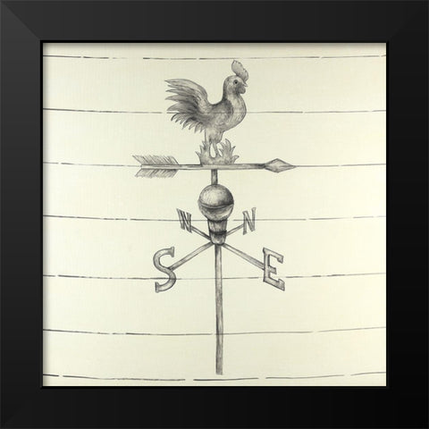 Vintage Weathervane Black Modern Wood Framed Art Print by Atelier B Art Studio