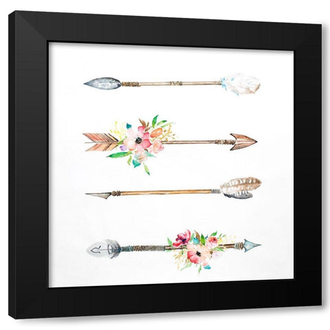 FLÃˆCHES ET FLEURS Black Modern Wood Framed Art Print with Double Matting by Atelier B Art Studio