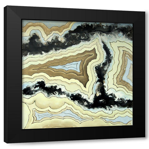 LACE AGATE Black Modern Wood Framed Art Print with Double Matting by Atelier B Art Studio