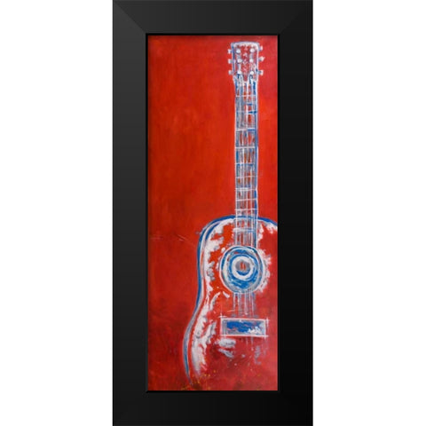 Modern Red Abstract Guitar Black Modern Wood Framed Art Print by Atelier B Art Studio