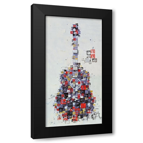 ABSTRACT GUITAR MADE OF SHAPES Black Modern Wood Framed Art Print by Atelier B Art Studio