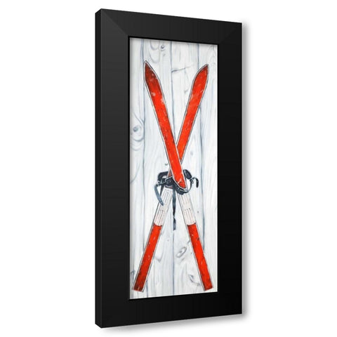 Vintage Red Ski Black Modern Wood Framed Art Print with Double Matting by Atelier B Art Studio