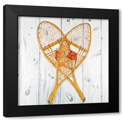 Vintage Wood Snowshoes Black Modern Wood Framed Art Print with Double Matting by Atelier B Art Studio
