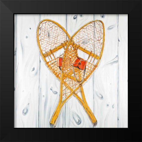 Vintage Wood Snowshoes Black Modern Wood Framed Art Print by Atelier B Art Studio