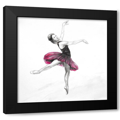 Small Pink Ballerina Black Modern Wood Framed Art Print by Atelier B Art Studio