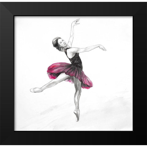 Small Pink Ballerina Black Modern Wood Framed Art Print by Atelier B Art Studio
