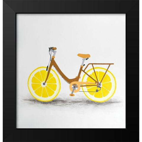 LEMON WHEEL BIKE Black Modern Wood Framed Art Print by Atelier B Art Studio