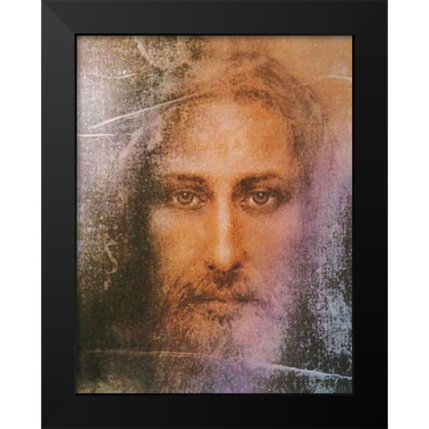Jesus Christ Face sacred shroud Black Modern Wood Framed Art Print by Archivio