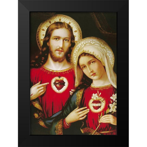 Sacred Heart Family Mary Joseph Black Modern Wood Framed Art Print by Archivio
