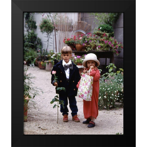 kids in love Black Modern Wood Framed Art Print by Hoenderkamp, Patrick