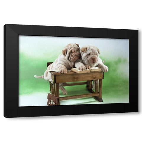 clever dogs Black Modern Wood Framed Art Print by Hoenderkamp, Patrick